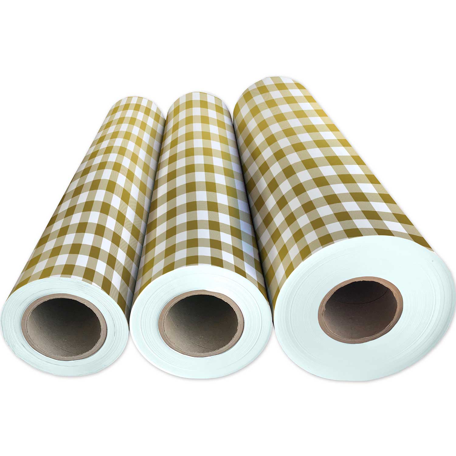 B716g Gold White Plaid Gift Wrapping Paper 3 Reams 