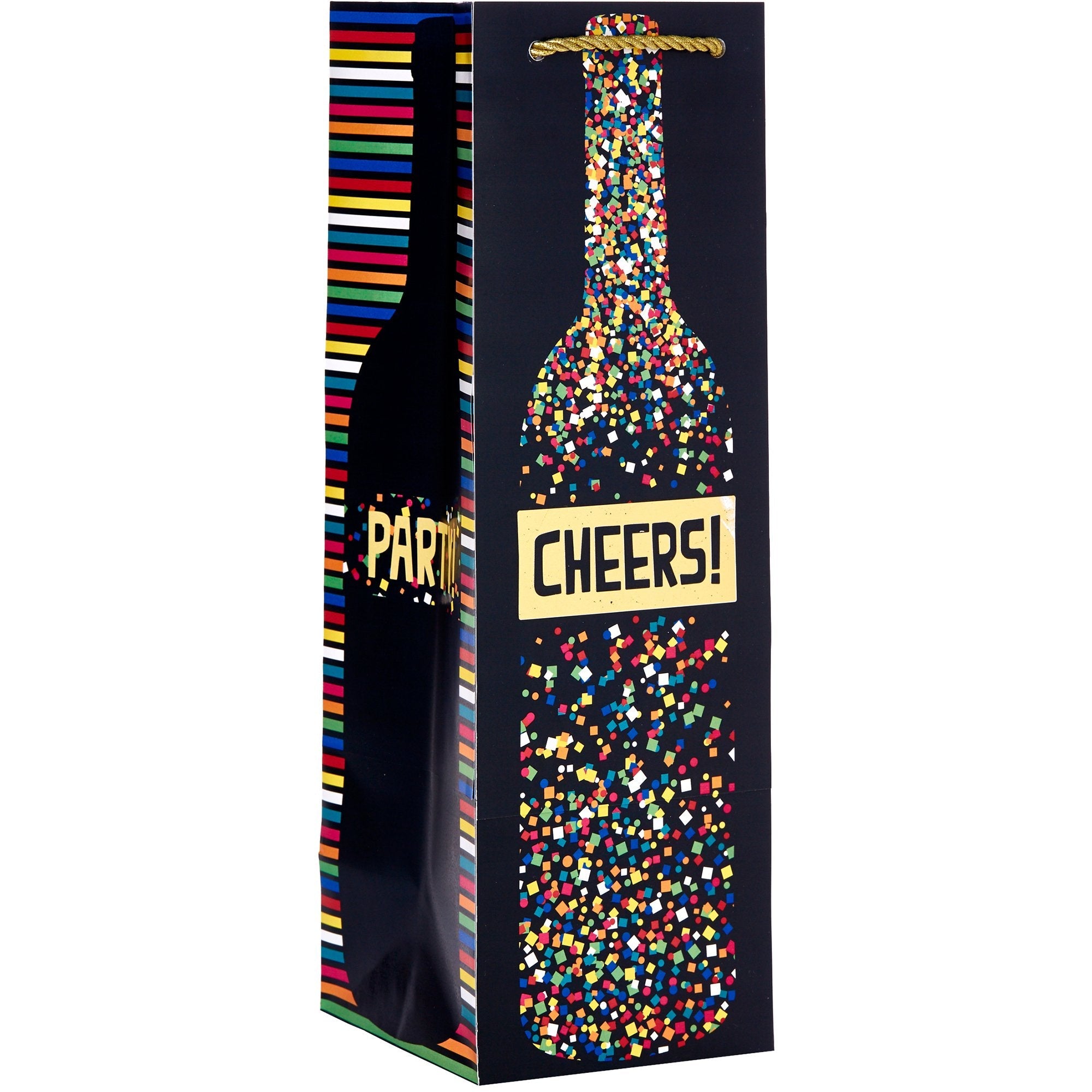 Wine Bottle Matte Birthday Gift Bags with Holographic, Confetti