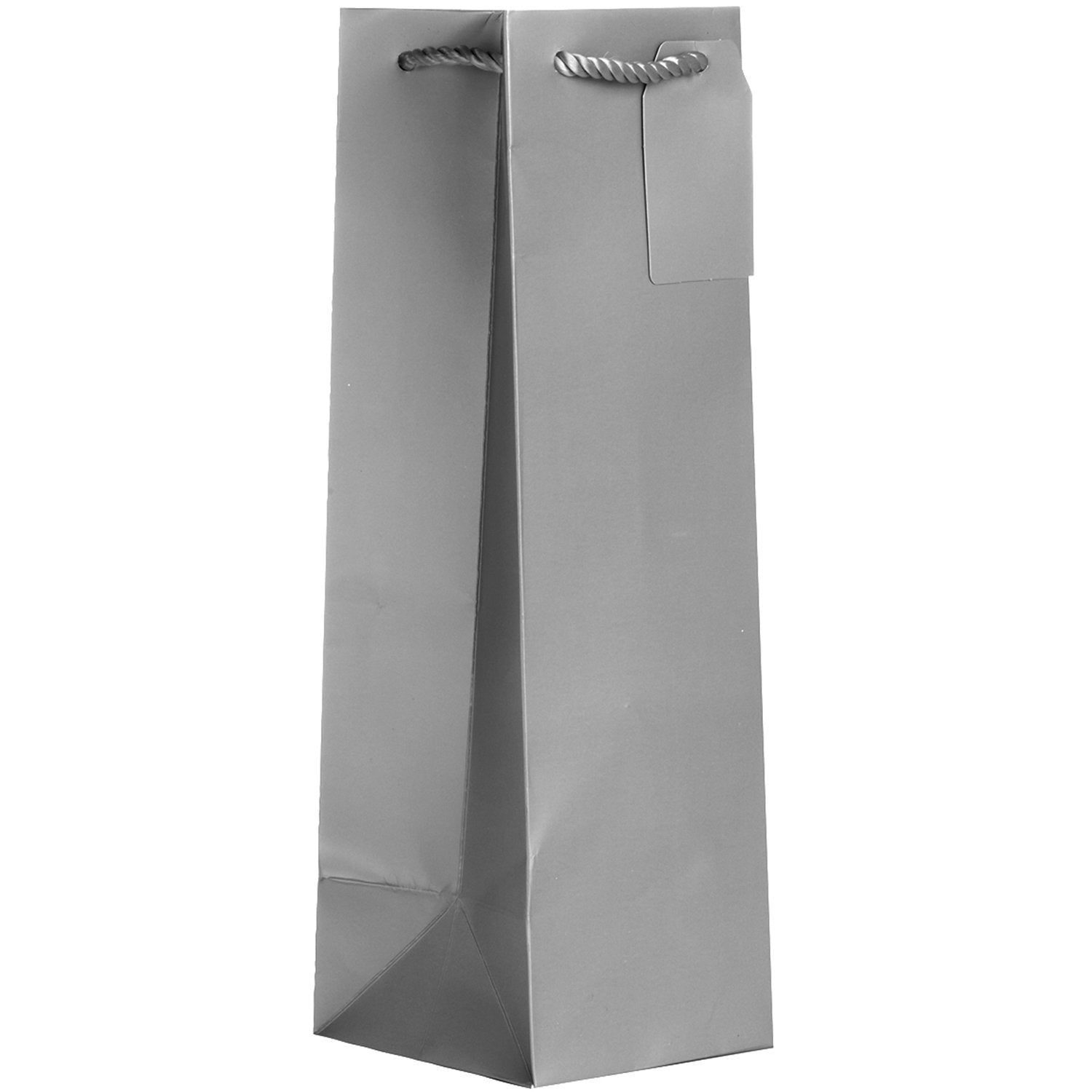 Heavyweight Solid Color Wine Bottle Gift Bags, Matte Metallic Silver