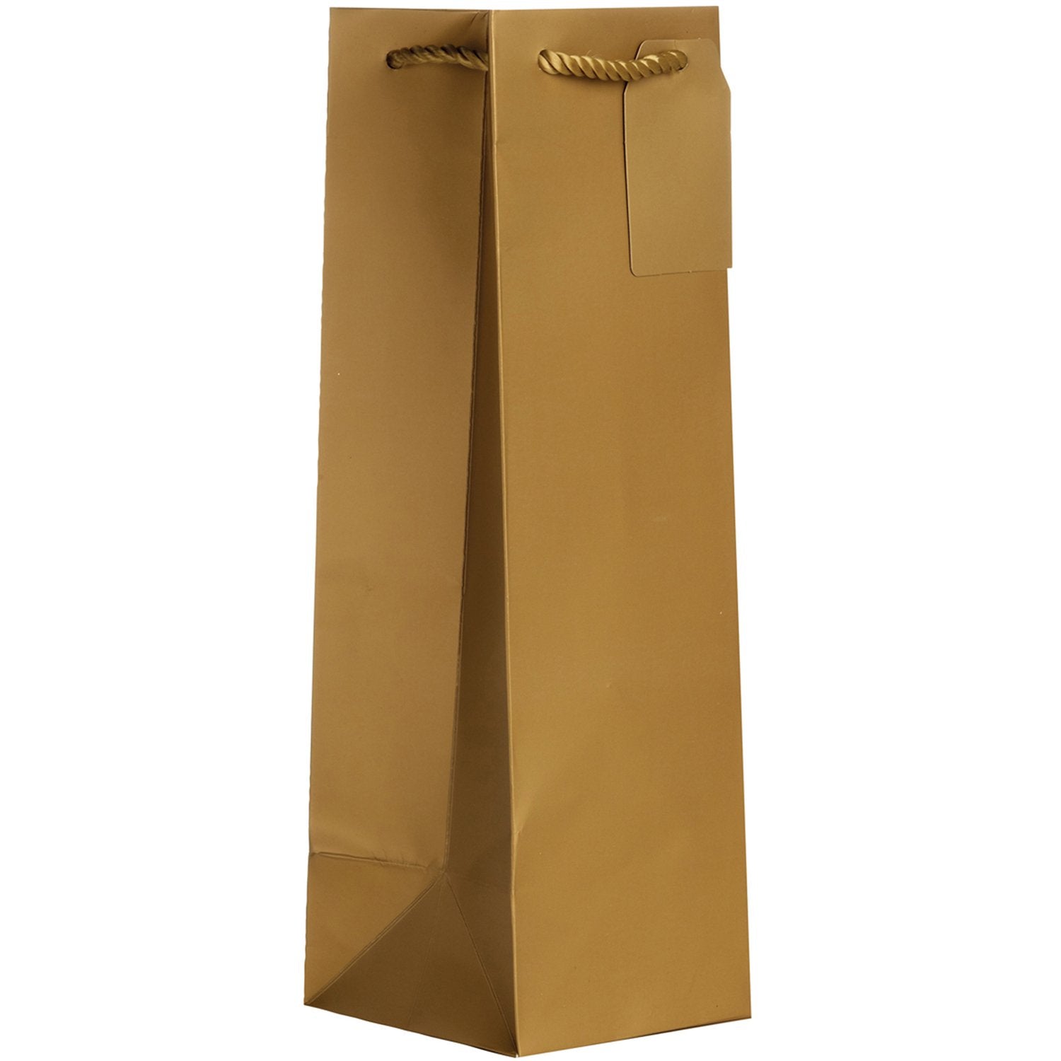 Heavyweight Solid Color Wine Bottle Gift Bags, Matte Metallic Gold