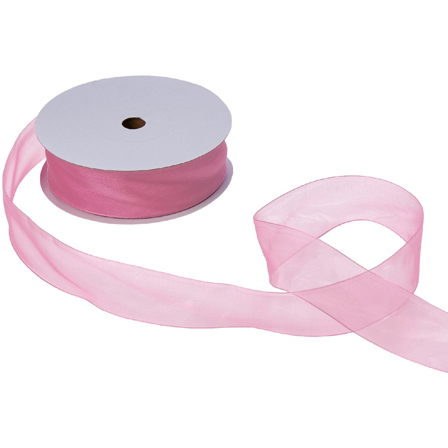 Jillson & Roberts Organdy Sheer Ribbon, 1 1/2" Wide x 100 Yards, Pastel Pink