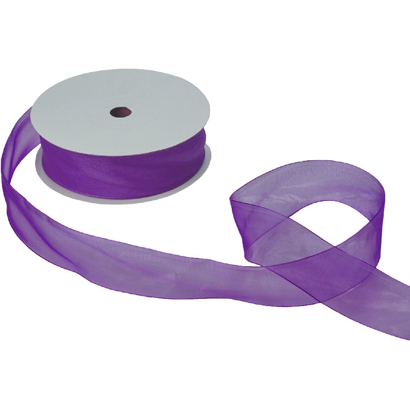 Jillson & Roberts Organdy Sheer Ribbon, 1 1/2" Wide x 100 Yards, Purple