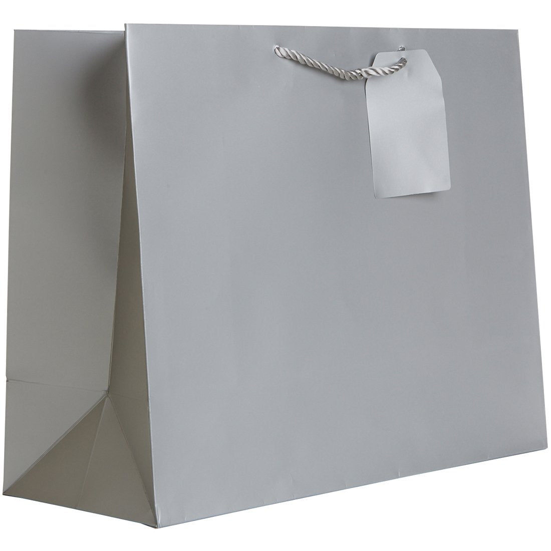 Heavyweight Solid Color Large Jumbo Gift Bags, Matte Metallic Silver
