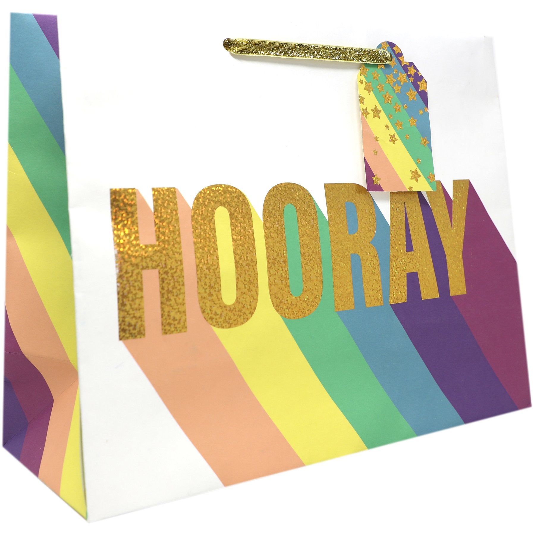 Large Birthday Gift Bags, Hooray with Holographic Accents