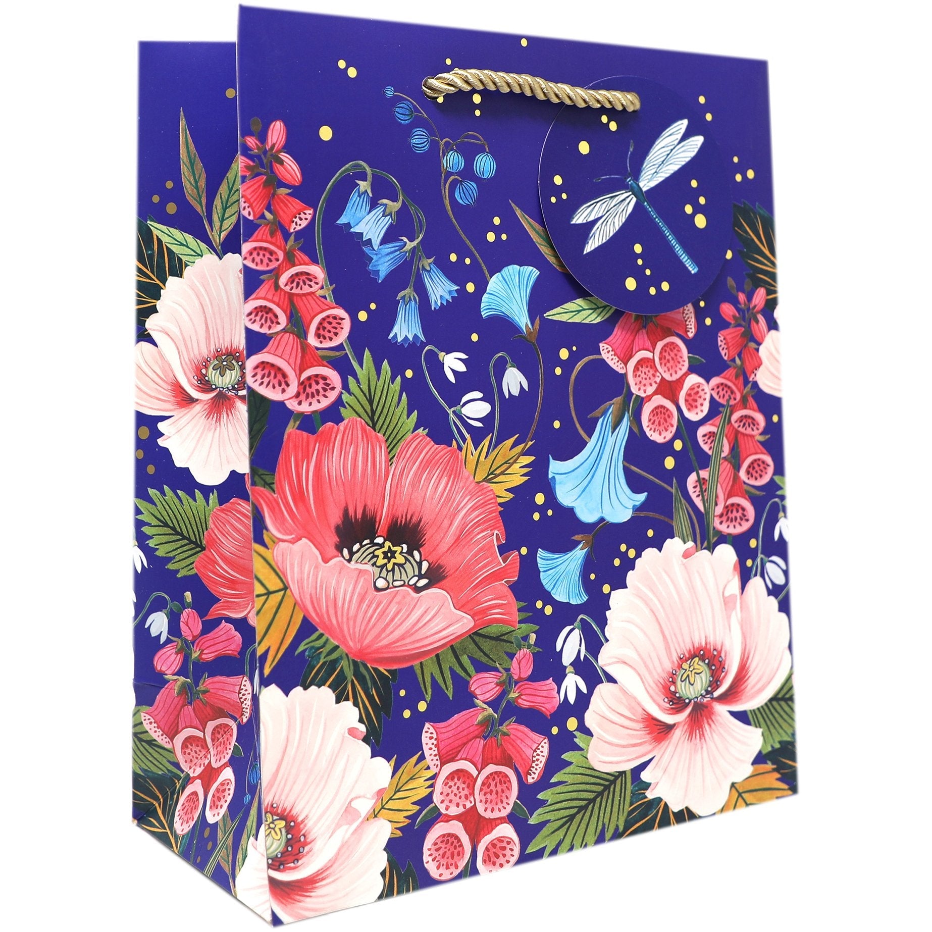 Large Floral Gift Bags, Blooming with Foil Accents