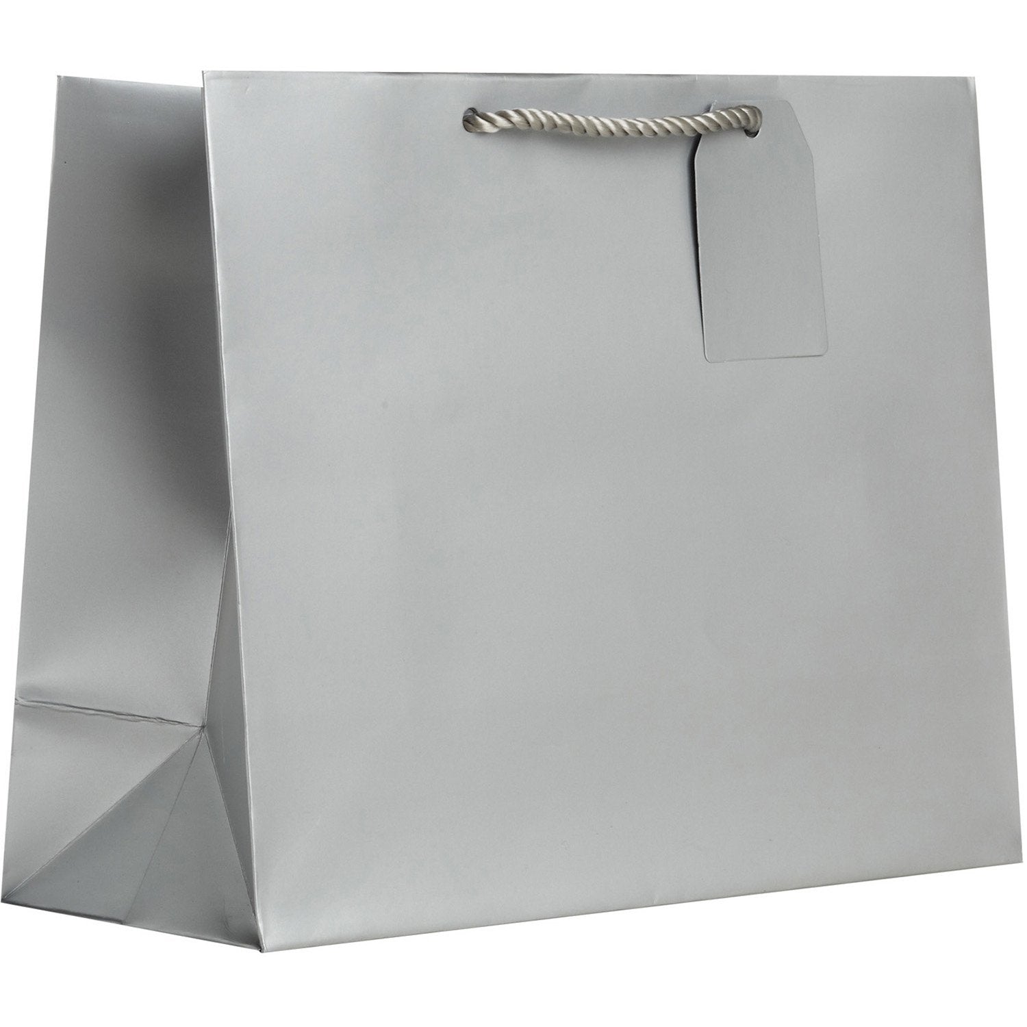 Heavyweight Solid Color Large Gift Bags, Matte Metallic Silver
