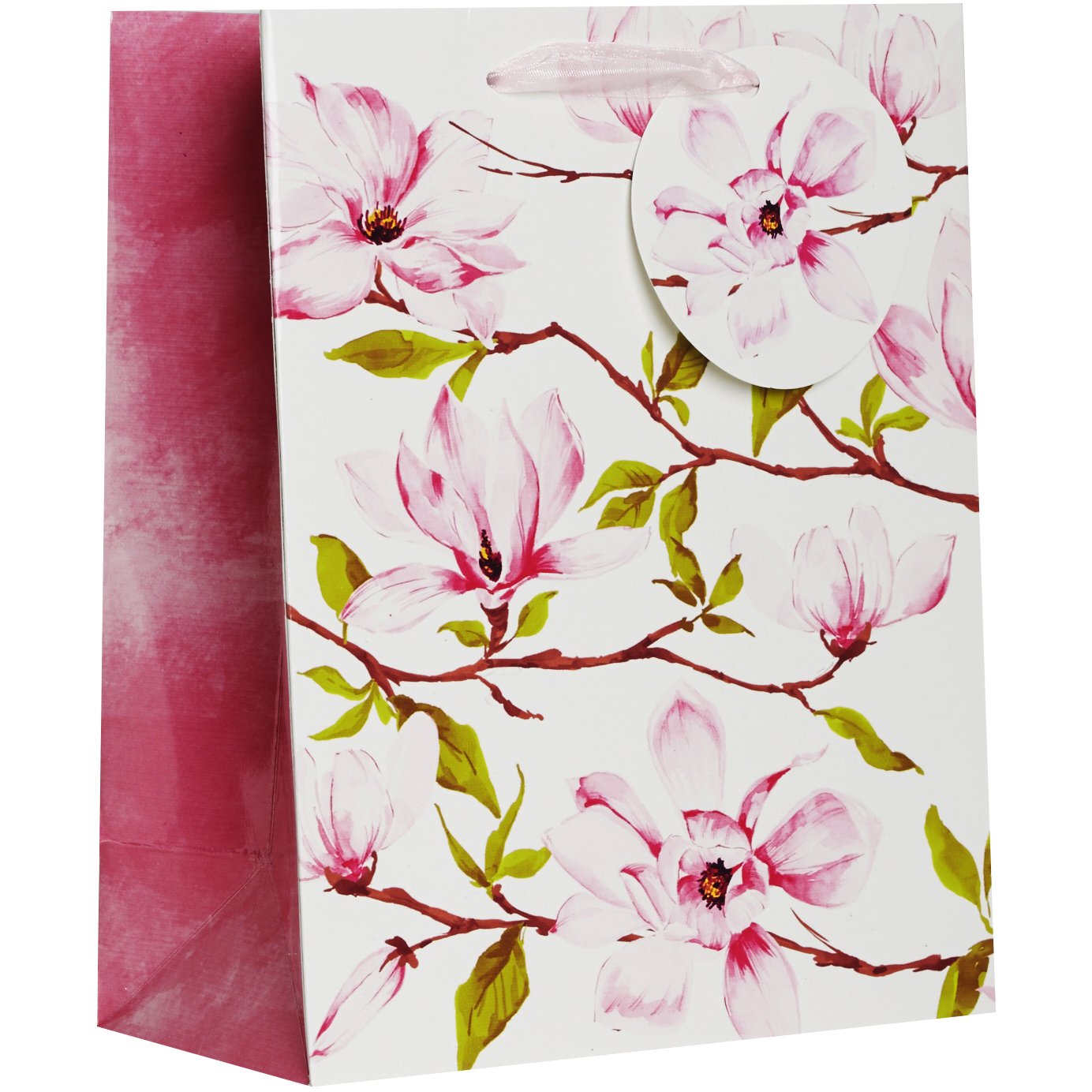 Medium Gloss Floral Gift Bags, Magnolia