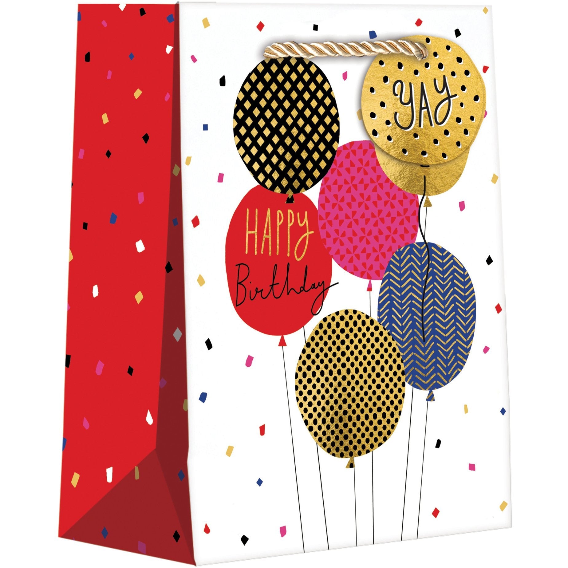Medium Birthday Gift Bags, Balloons with Foil Accents