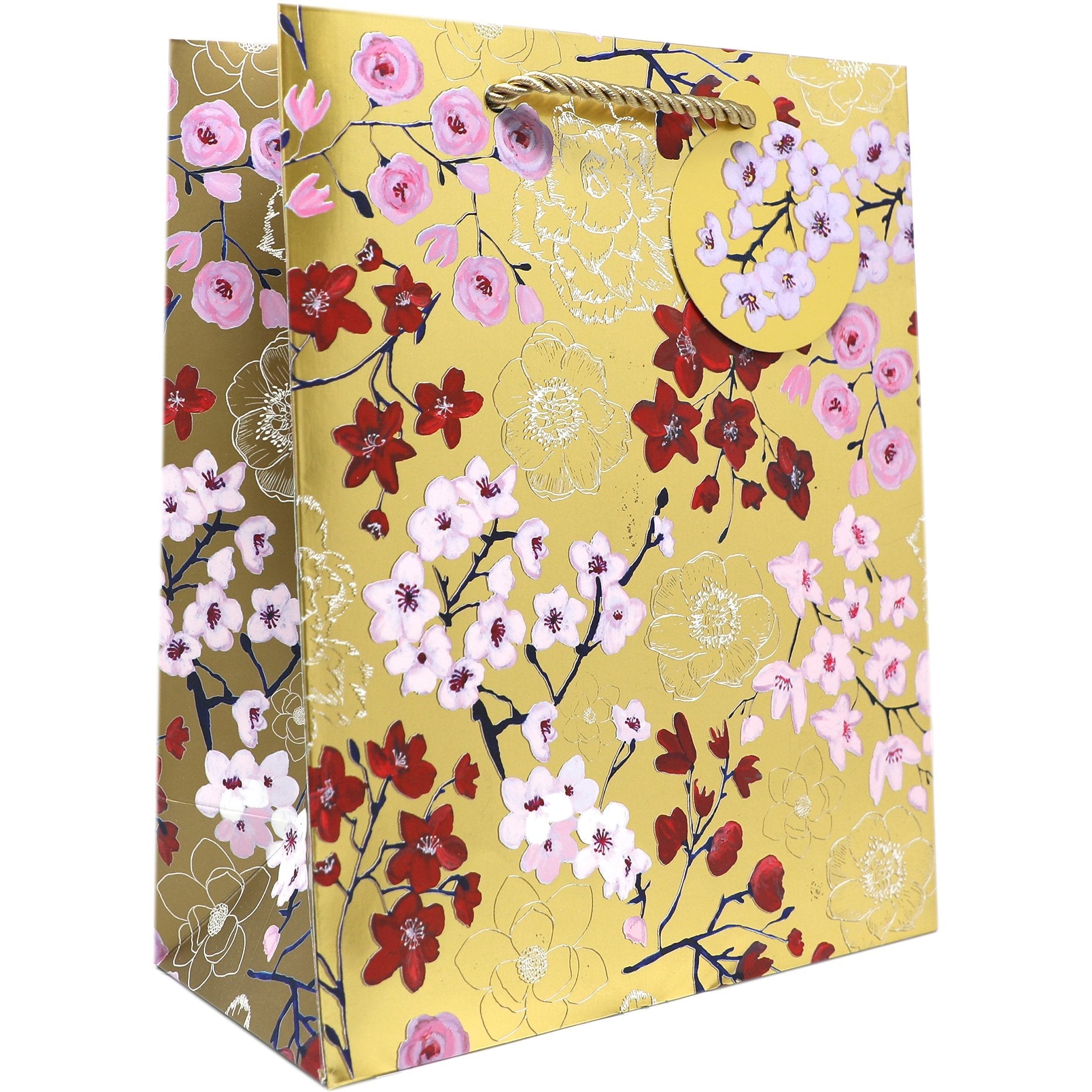 Medium Floral Gift Bags, Drifting Blossoms with Foil Accents