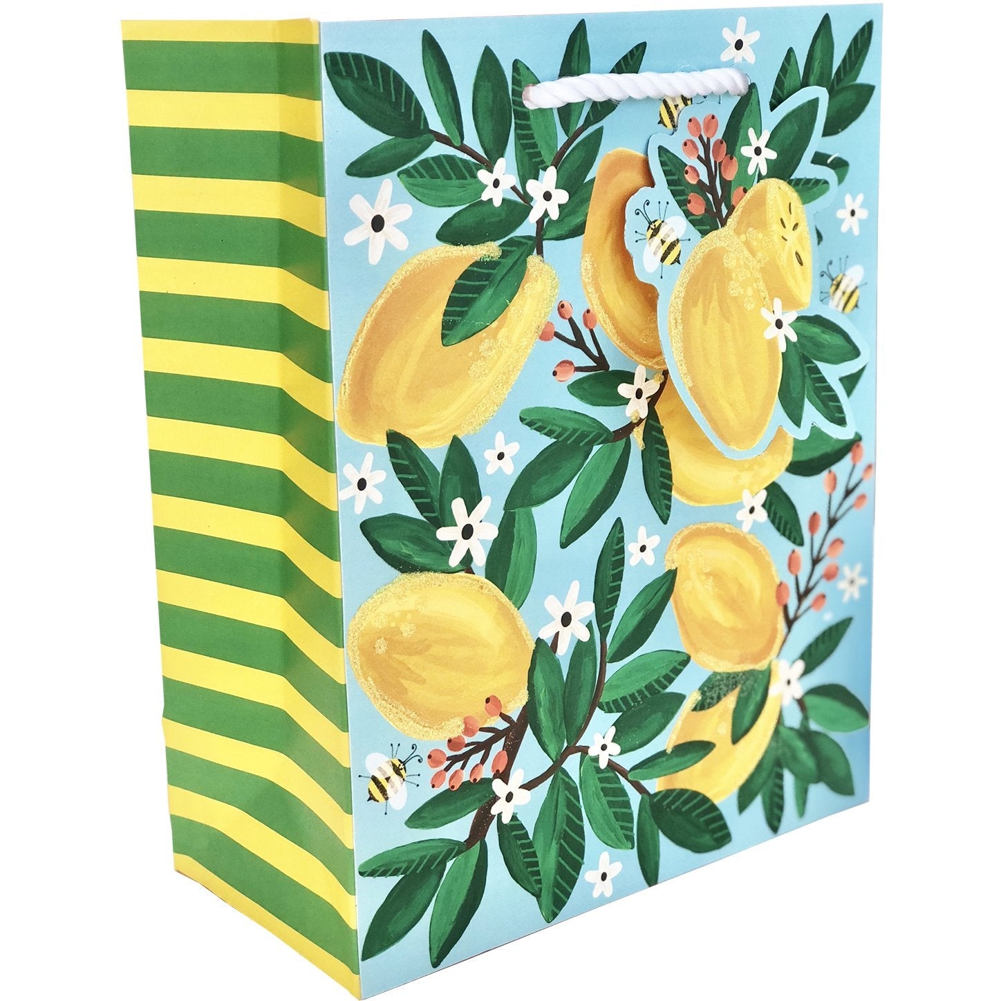Medium Matte Gift Bags with Glitter, Lemon Blossom