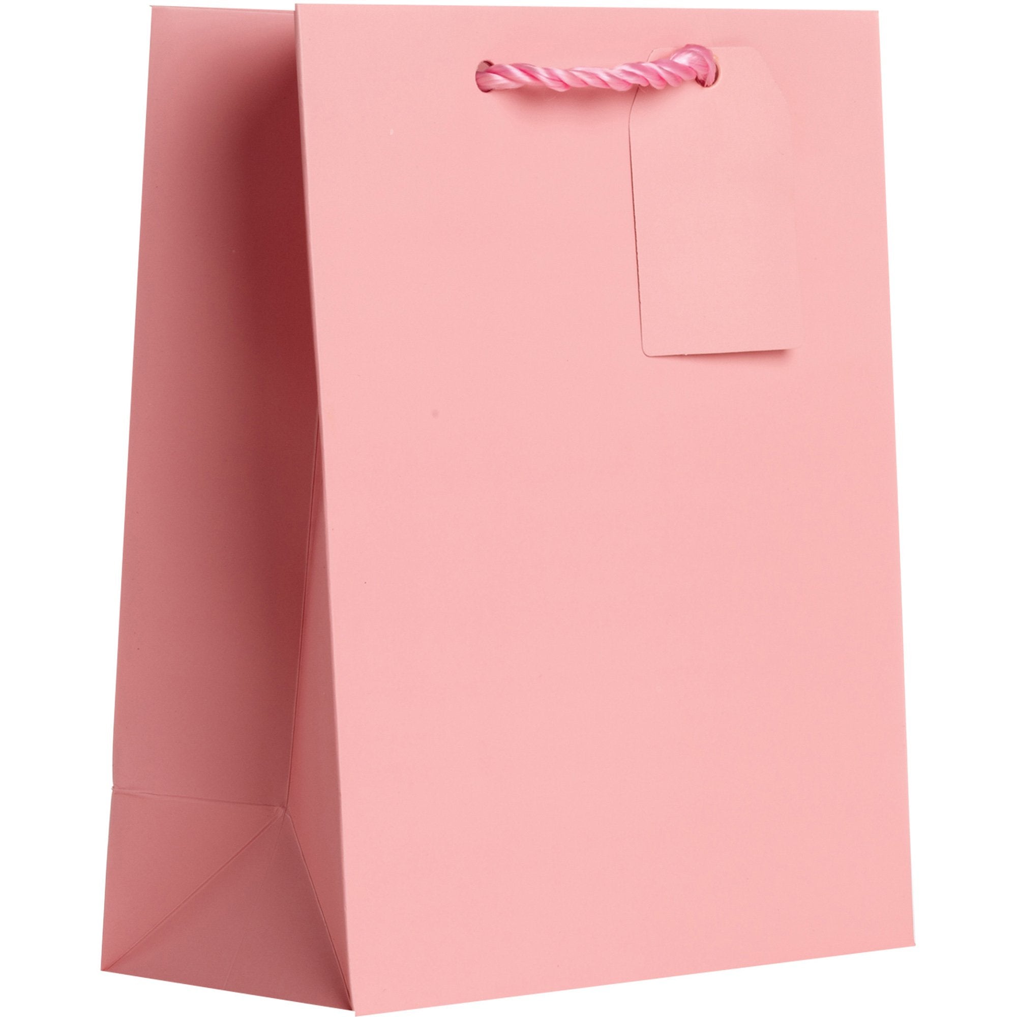 Heavyweight Solid Color Medium Gift Bags, Matte Pastel Pink