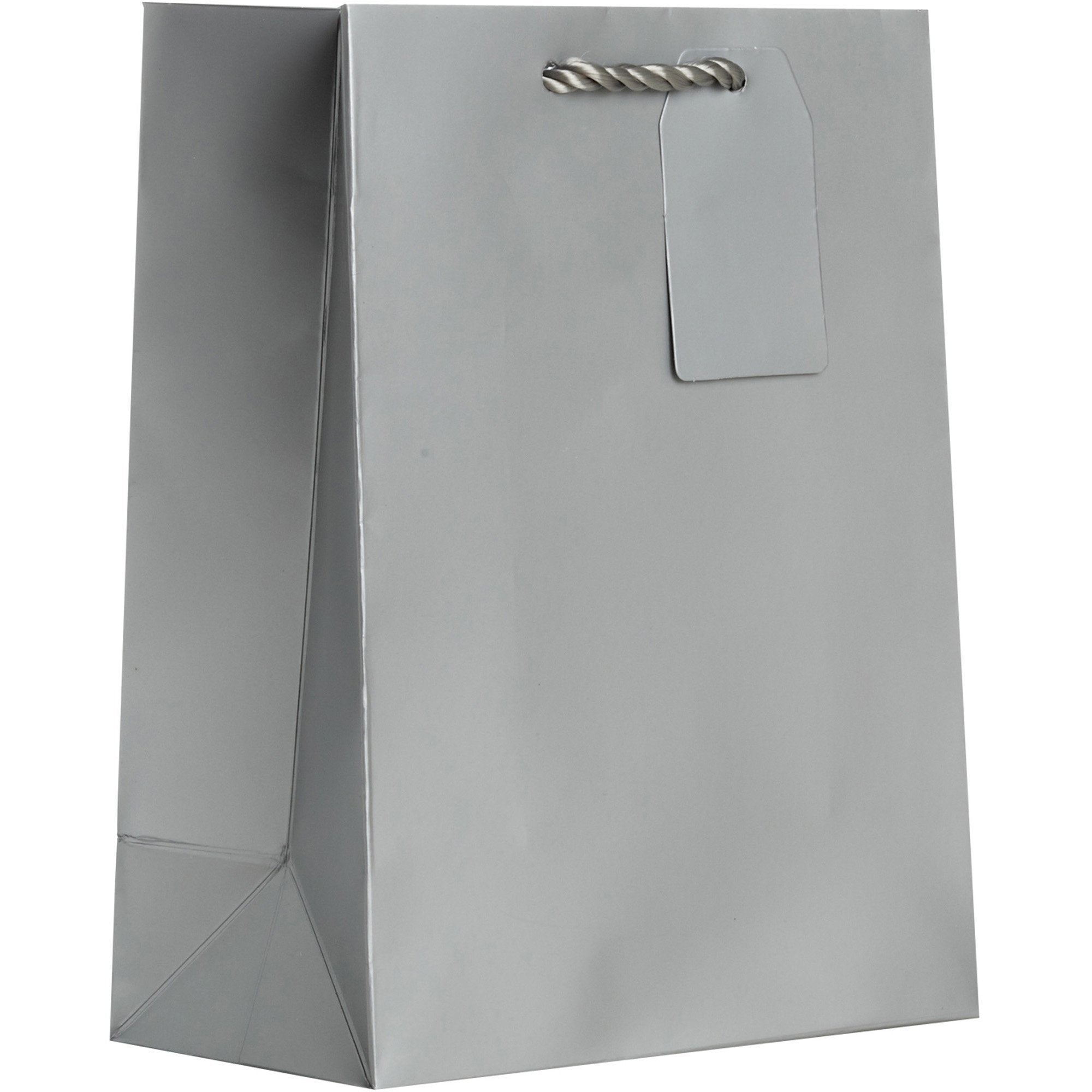 Heavyweight Solid Color Medium Gift Bags, Matte Metallic Silver