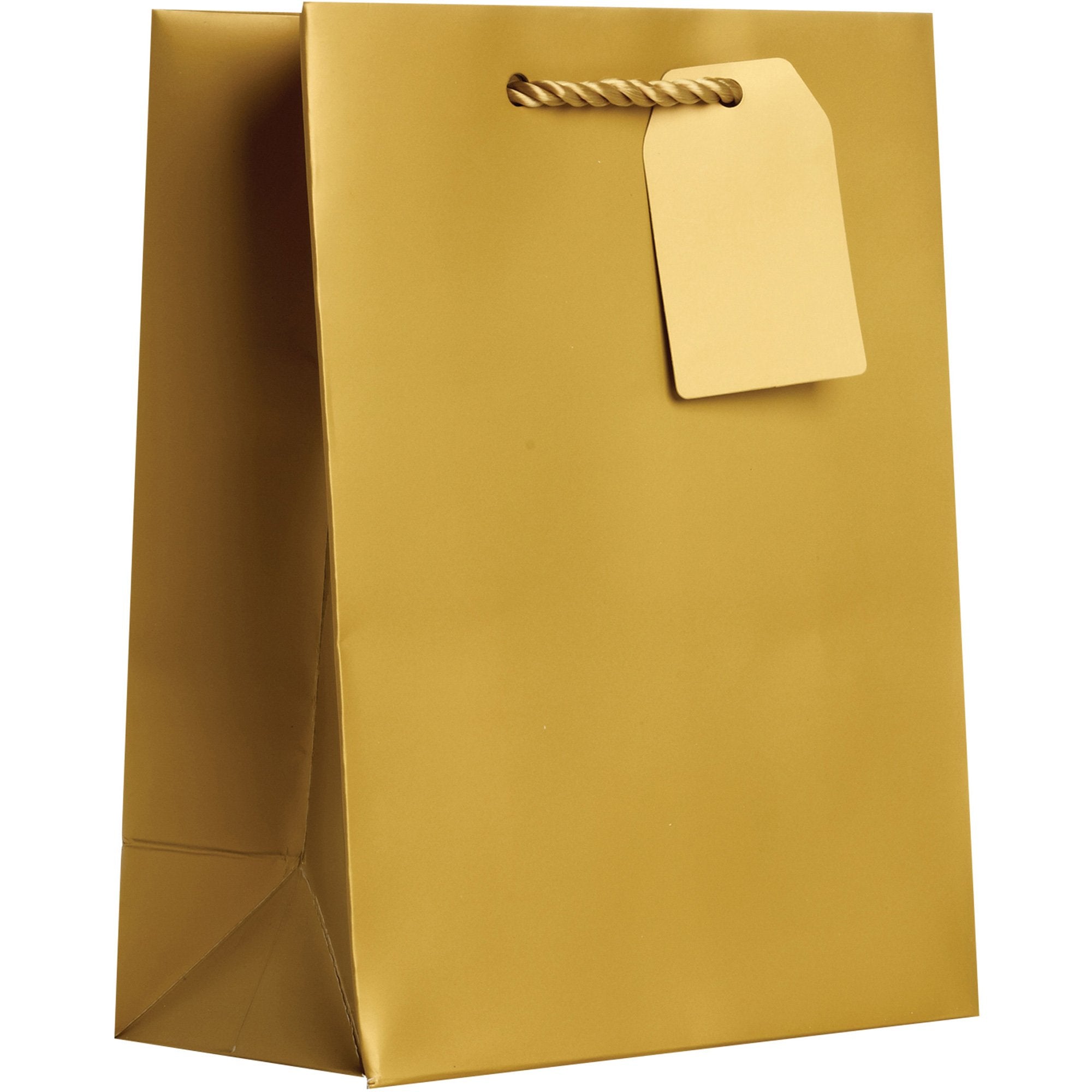 Heavyweight Solid Color Medium Gift Bags, Matte Metallic Gold