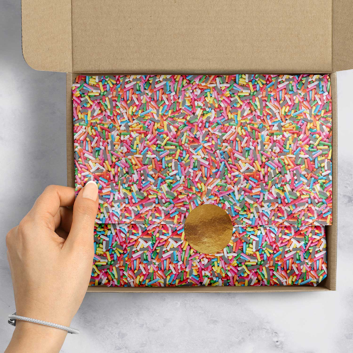 BPT261e Rainbow Sprinkles Tissue Paper Packaging