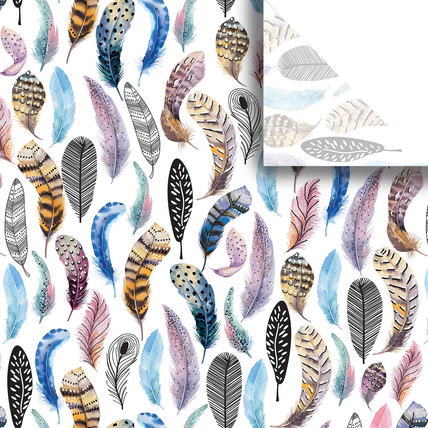 BPT300a Colorful Bird Feathers Tissue Paper Swatch