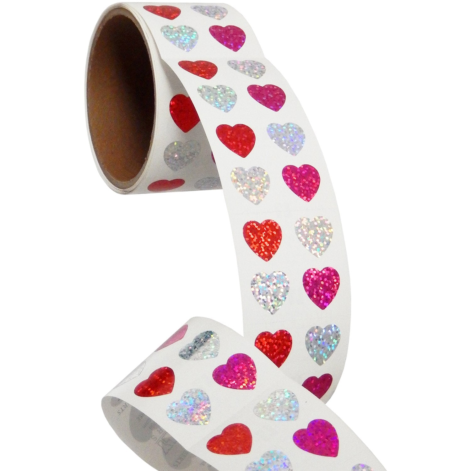 Jillson & Roberts Bulk Roll Prismatic Stickers, Mini Hearts (100 Repeats) - Present Paper