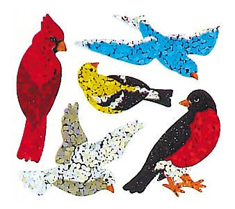 Jillson & Roberts Bulk Roll Prismatic Stickers, Mini Birds (100 Repeats) - Present Paper