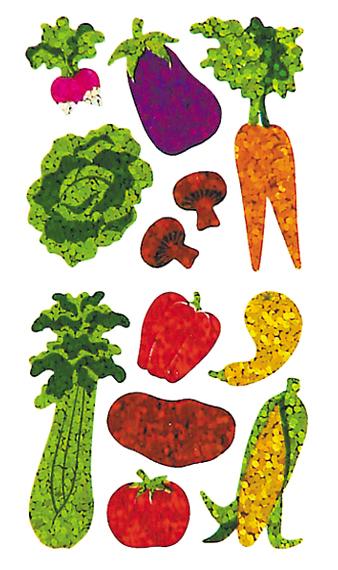 Bulk Roll Prismatic Stickers, Mini Vegetables (50 Repeats)