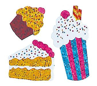 Bulk Roll Prismatic Stickers, Ice Cream Soda and Cake (100 Repeats)