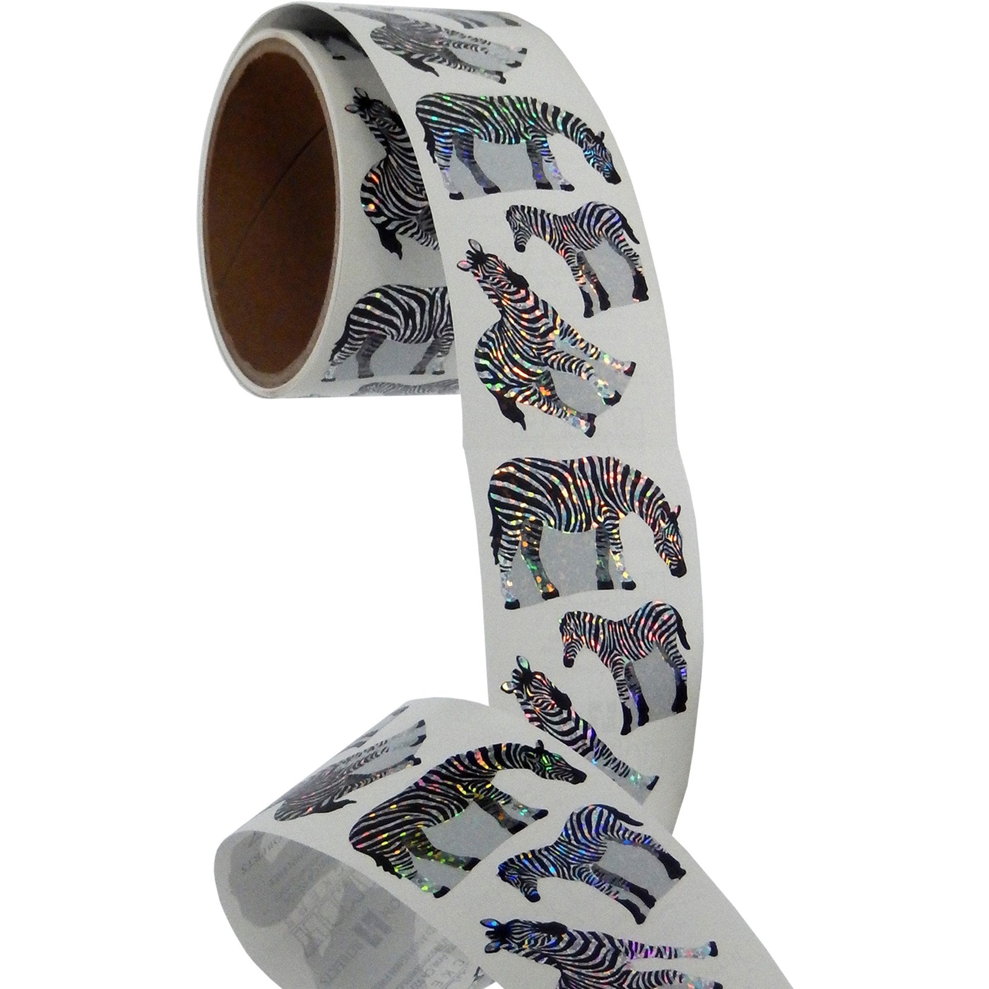 Bulk Roll Prismatic Stickers, Zebras (50 Repeats)