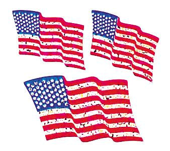 Bulk Roll Prismatic Stickers, American Flags (100 Repeats)
