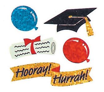 Bulk Roll Prismatic Stickers, Mini Graduation (100 Repeats)