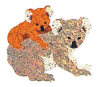 Bulk Roll Prismatic Stickers, Koala Bear & Baby (100 Repeats)