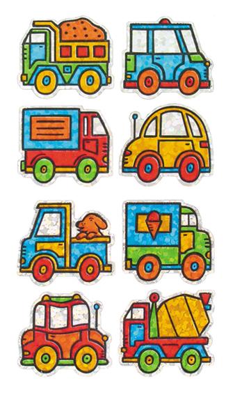 Bulk Roll Prismatic Stickers, Mini Cars / Trucks (50 Repeats)