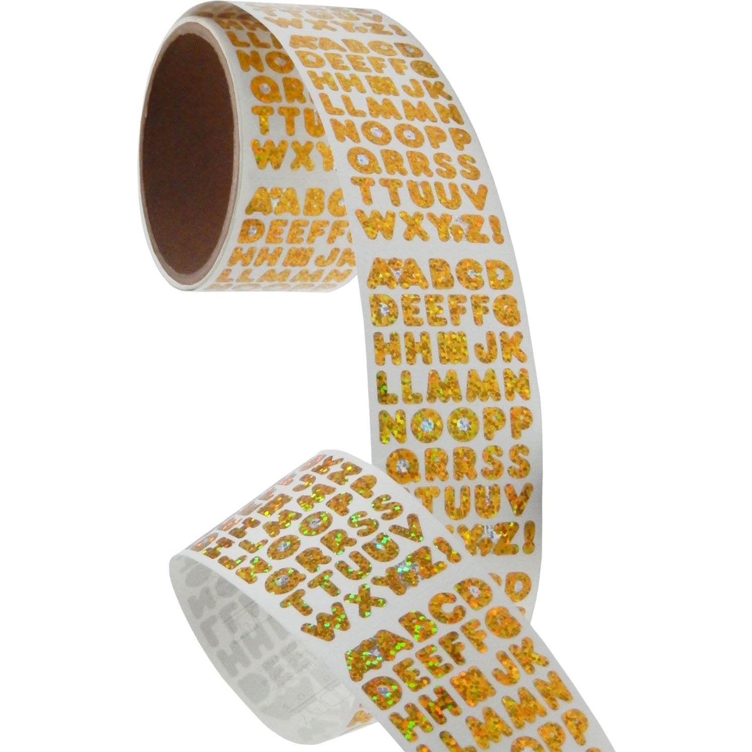 Bulk Roll Prismatic Stickers, Gold Alphabets (50 Repeats)