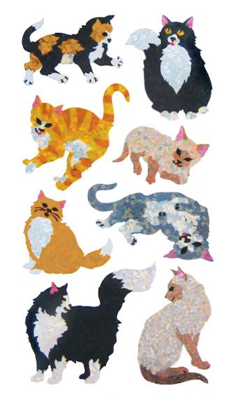 Bulk Roll Prismatic Stickers, Cats & Kittens (50 Repeats)