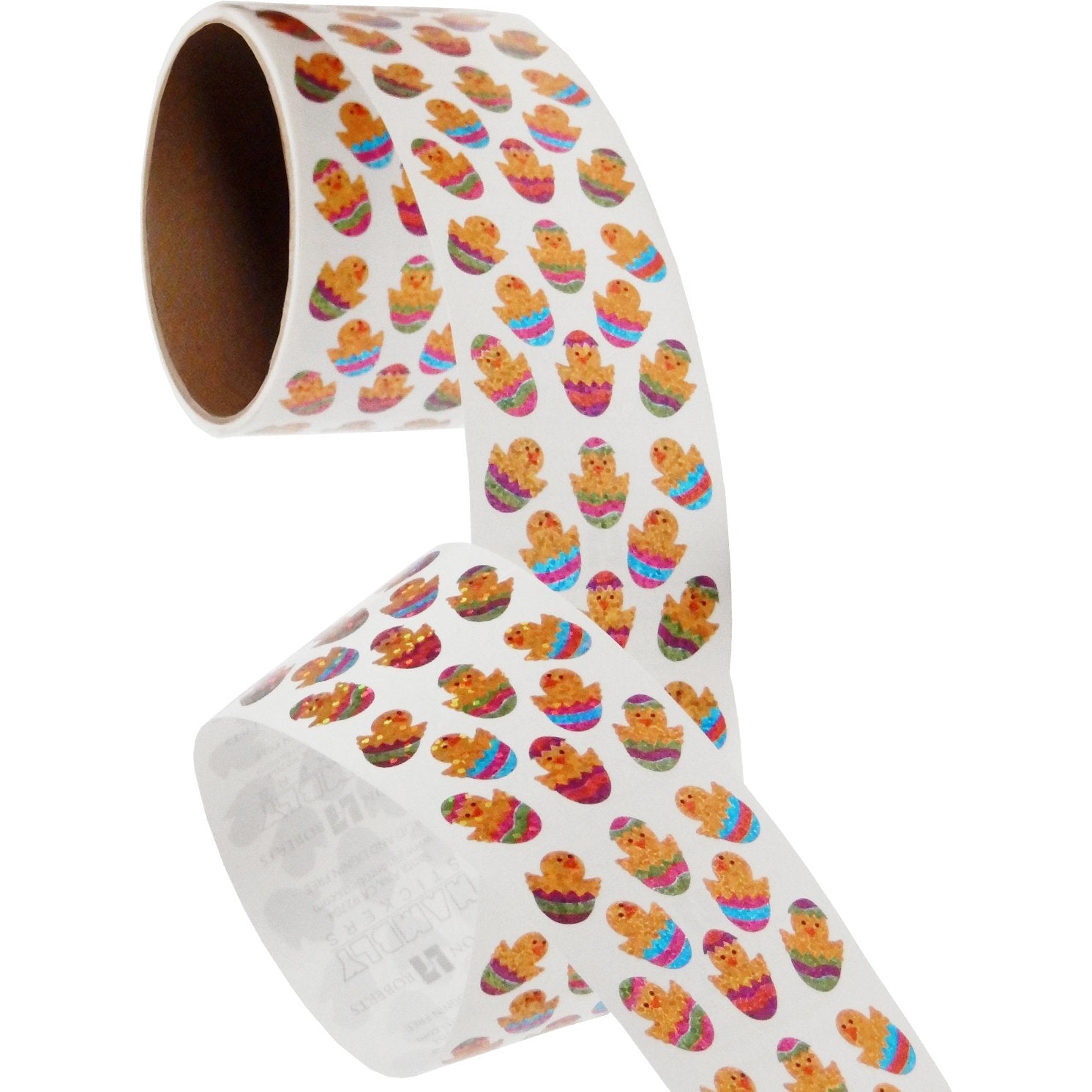 Jillson & Roberts Bulk Roll Prismatic Stickers, Mini Chicks in Eggs (100 Repeats) - Present Paper