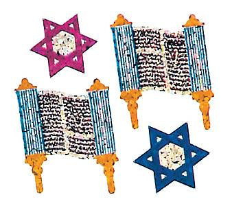 Bulk Roll Prismatic Stickers, Mini Torahs (100 Repeats)