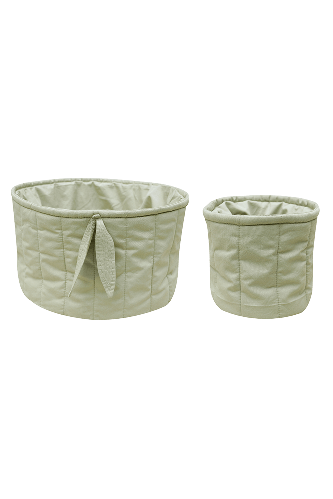 Set Of Two Quilted Baskets Olive  - Bamboo