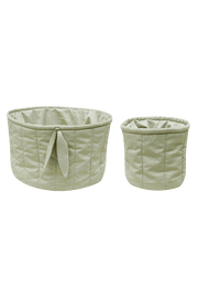 Set Of Two Quilted Baskets Olive  - Bamboo