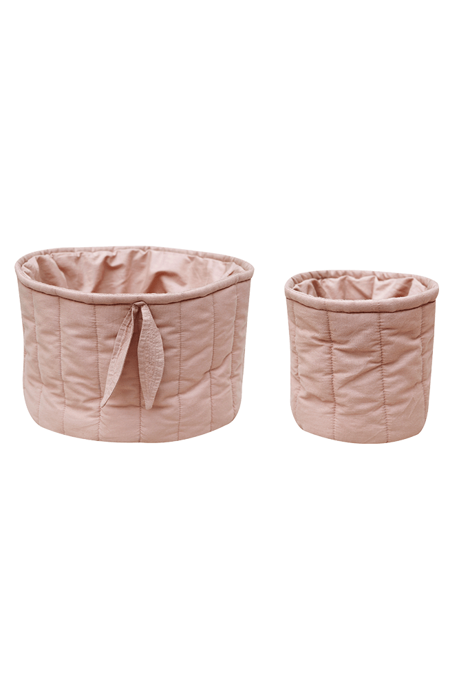 Set Of Two Quilted Baskets Vintage Nude  - Bamboo
