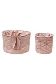 Set Of Two Quilted Baskets Vintage Nude  - Bamboo