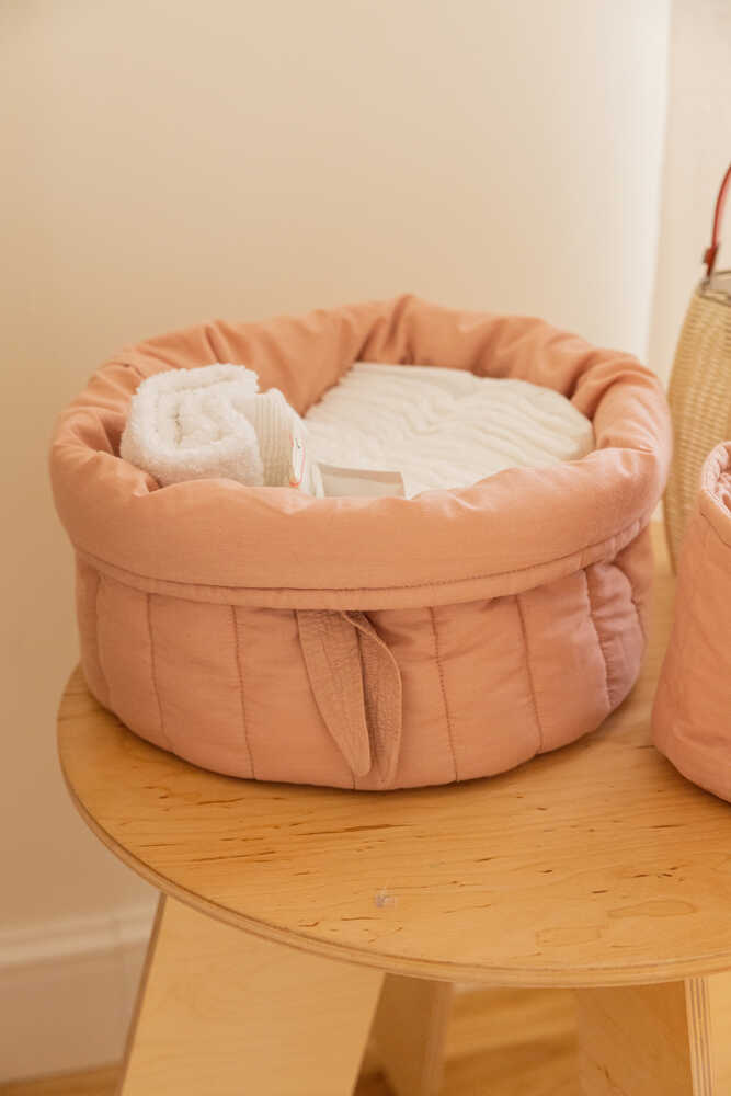 Set Of Two Quilted Baskets Vintage Nude  - Bamboo