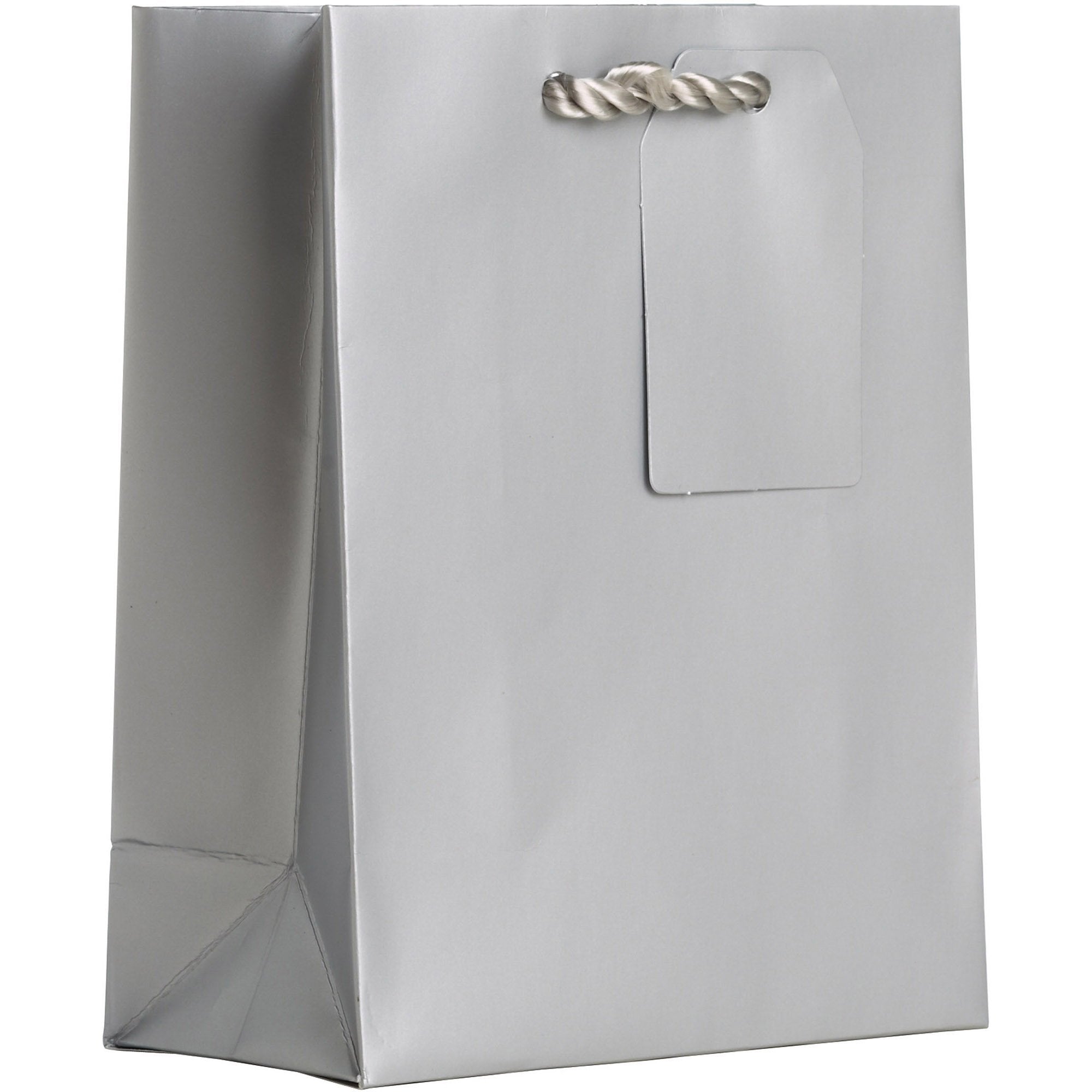 Heavyweight Solid Color Small Gift Bags, Matte Metallic Silver