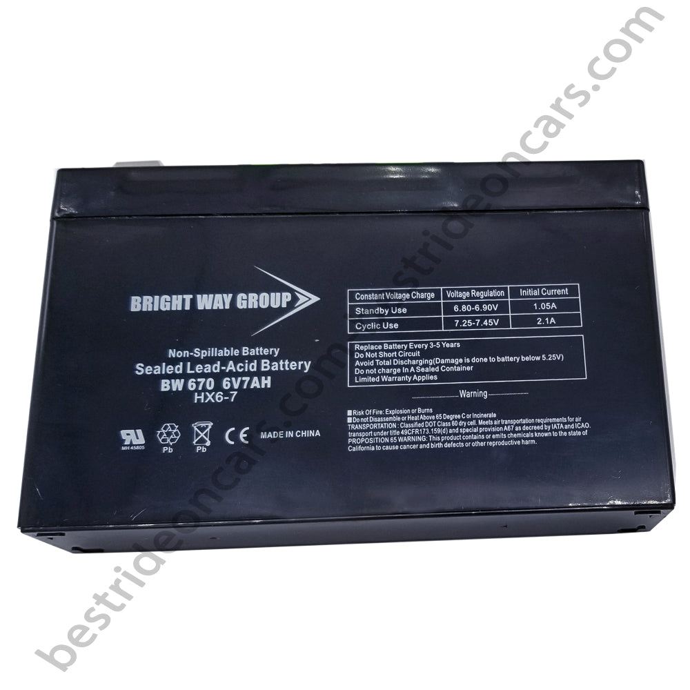 Best Ride On Cars Replacement Battery for 6V 7AH-Sealed Lead-Acid Battery-BW 670 6V7AH-HX6-7-Kids Ride on Cars - EasyTot