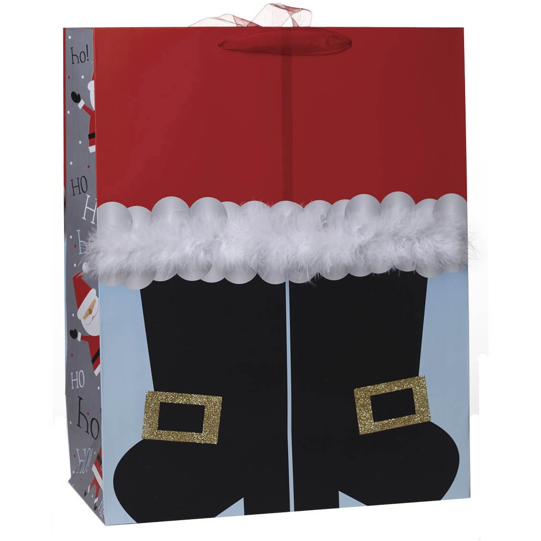 Large Jumbo Christmas Gift Bags with Glitter & Boa, Santa's Boots