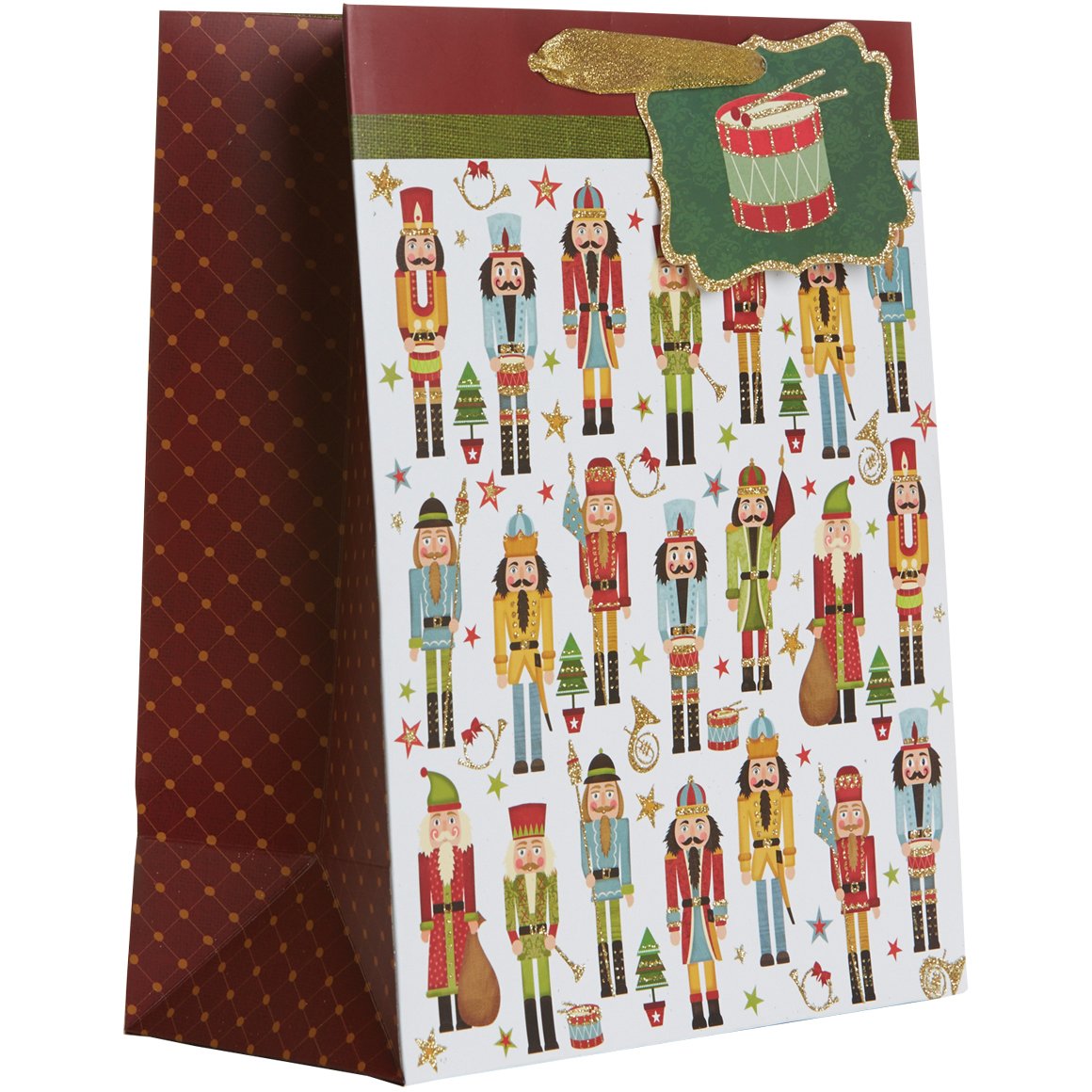 Large Matte Christmas Gift Bags with Glitter, Nutcracker