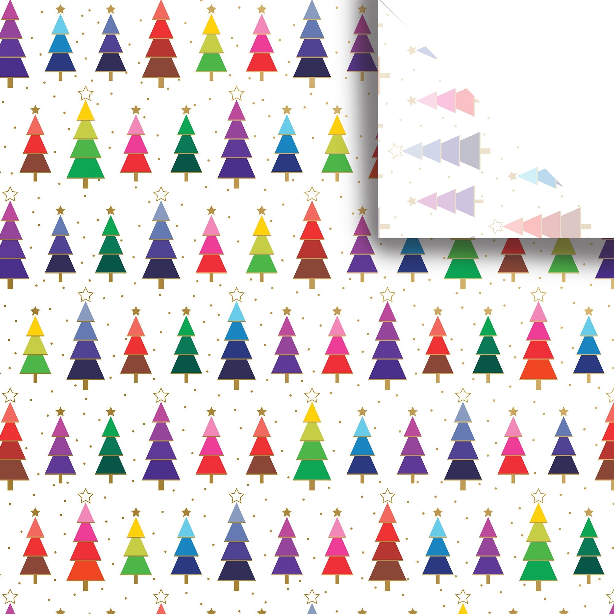 BXPT502a Rainbow Trees Christmas Gift Tissue Paper Swatch