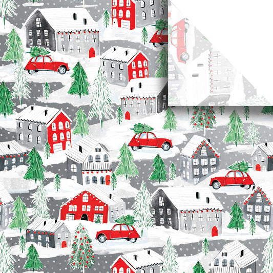 BXPT756a Winter Town Christmas Gift Tissue Paper Swatch