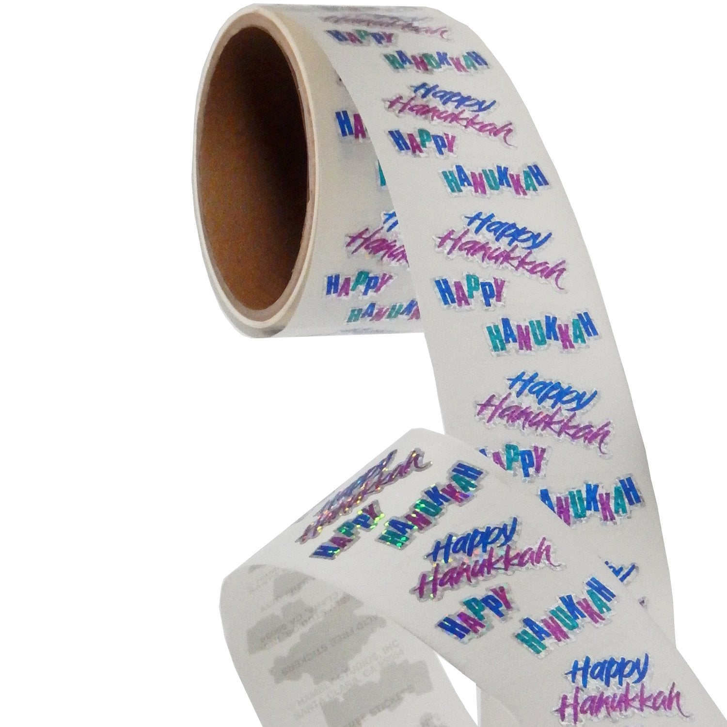 Jillson & Roberts Bulk Roll Prismatic Stickers, Mini Happy Hanukkah (100 Repeats) - Present Paper