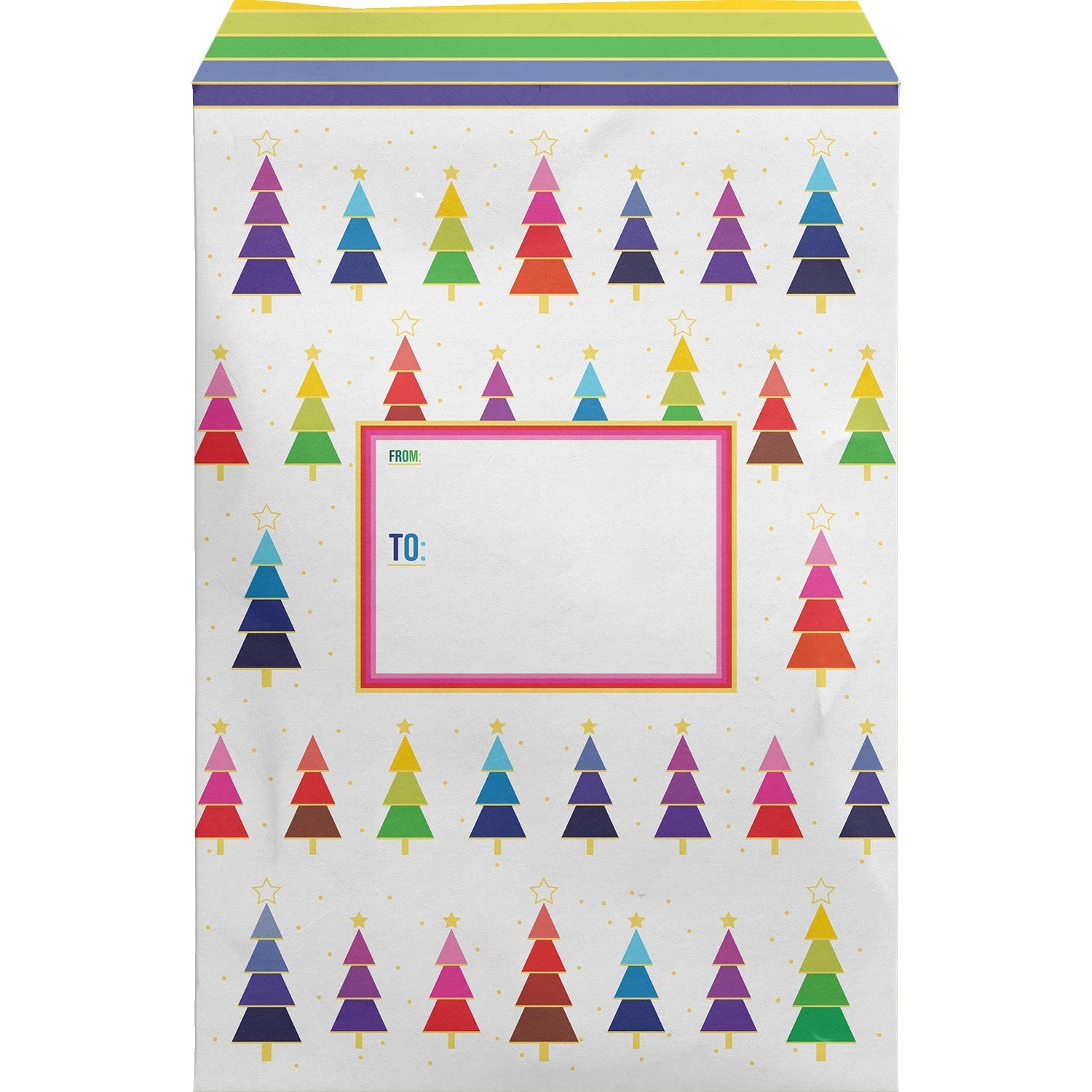 Small Christmas Printed Padded Mailing Envelopes, Rainbow Trees