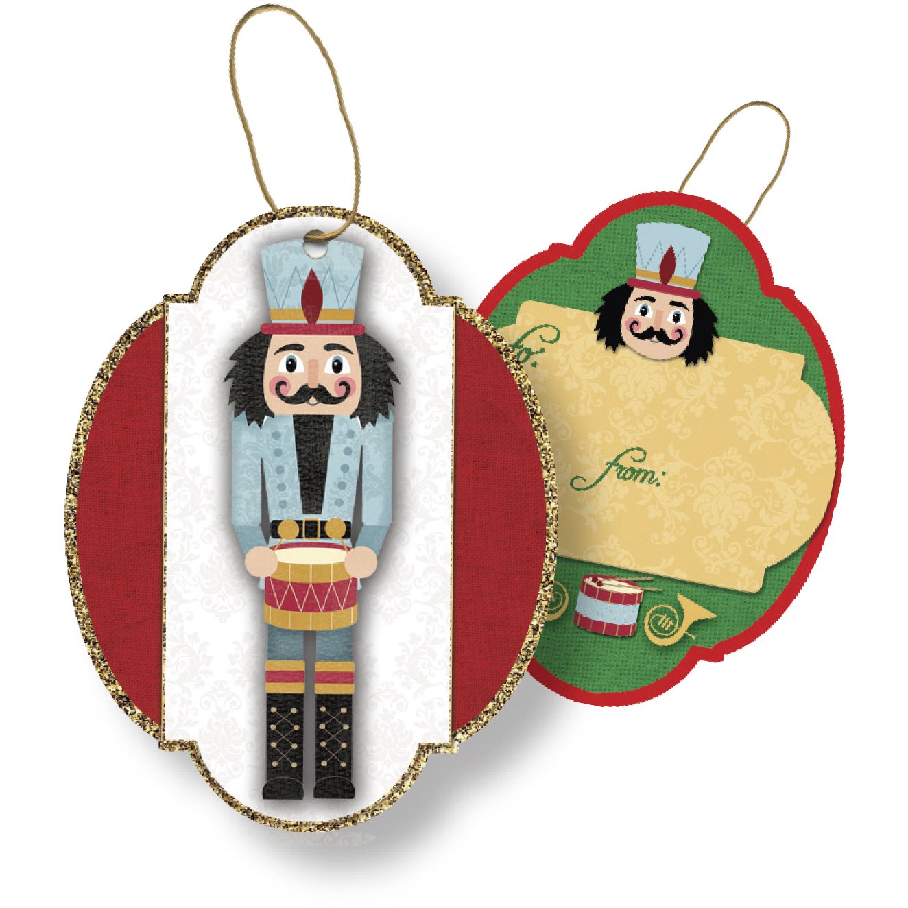 Jillson & Roberts Gift Tags with Tie String, Traditional Nutcracker (100 Pcs)