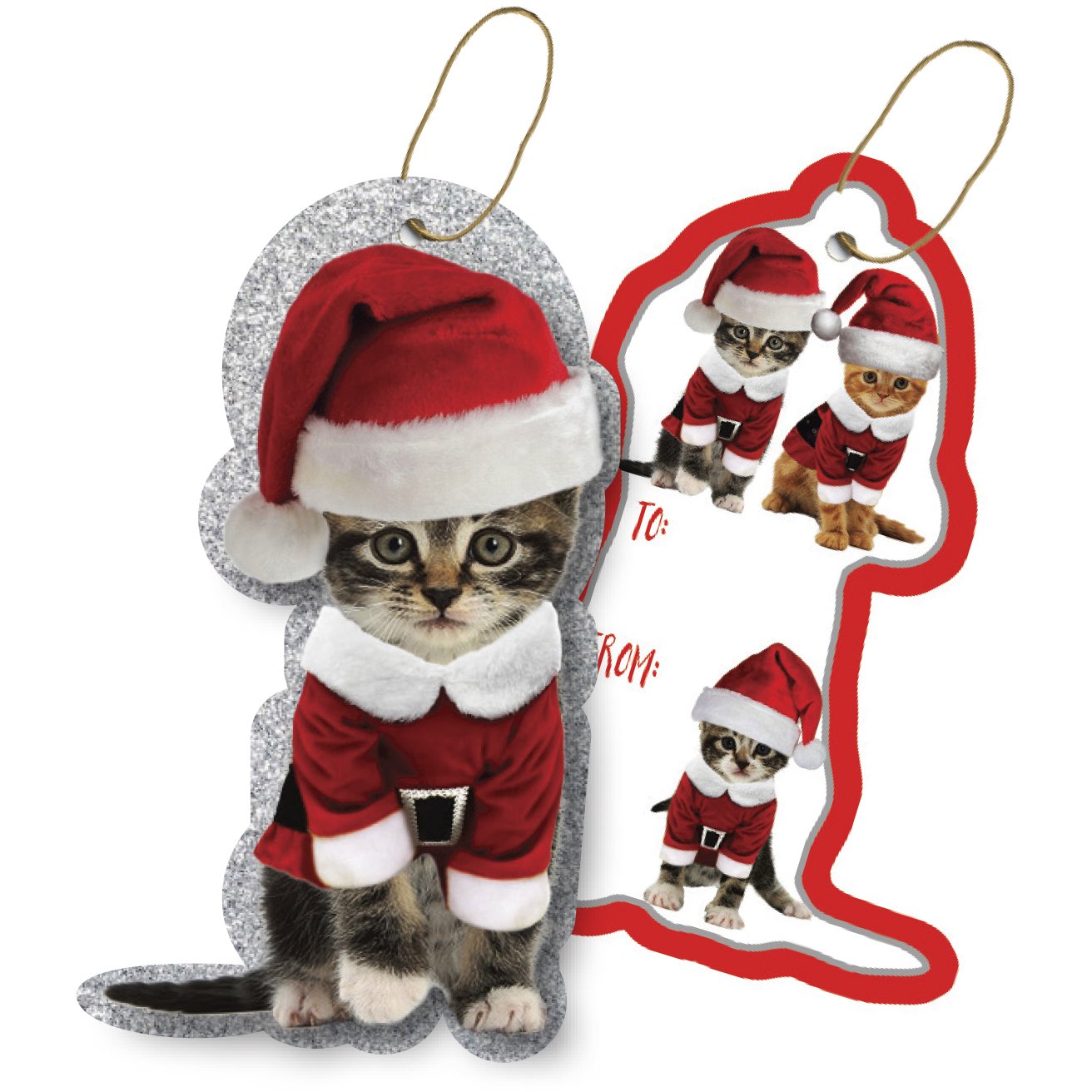 Jillson & Roberts Gift Tags with Tie String, Kitty Christmas (100 Pcs)