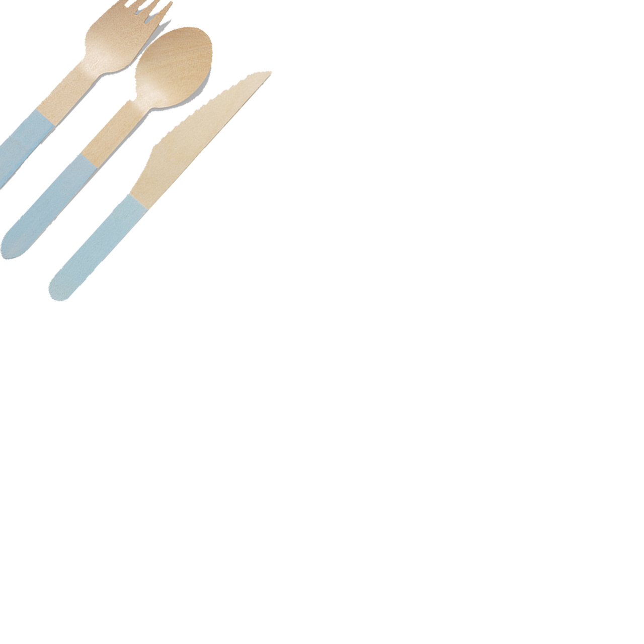 Coterie Pale Blue Wooden Cutlery Set (30 per pack) Cutleries