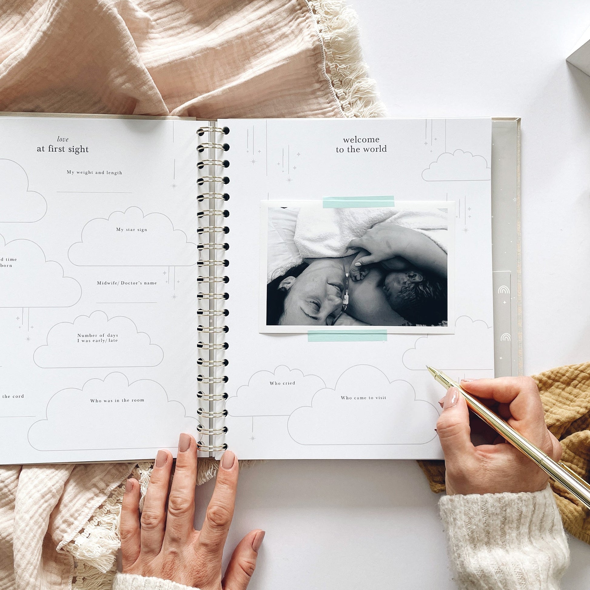 Blush and Gold My Baby Book - Baby Memory Book - Safari