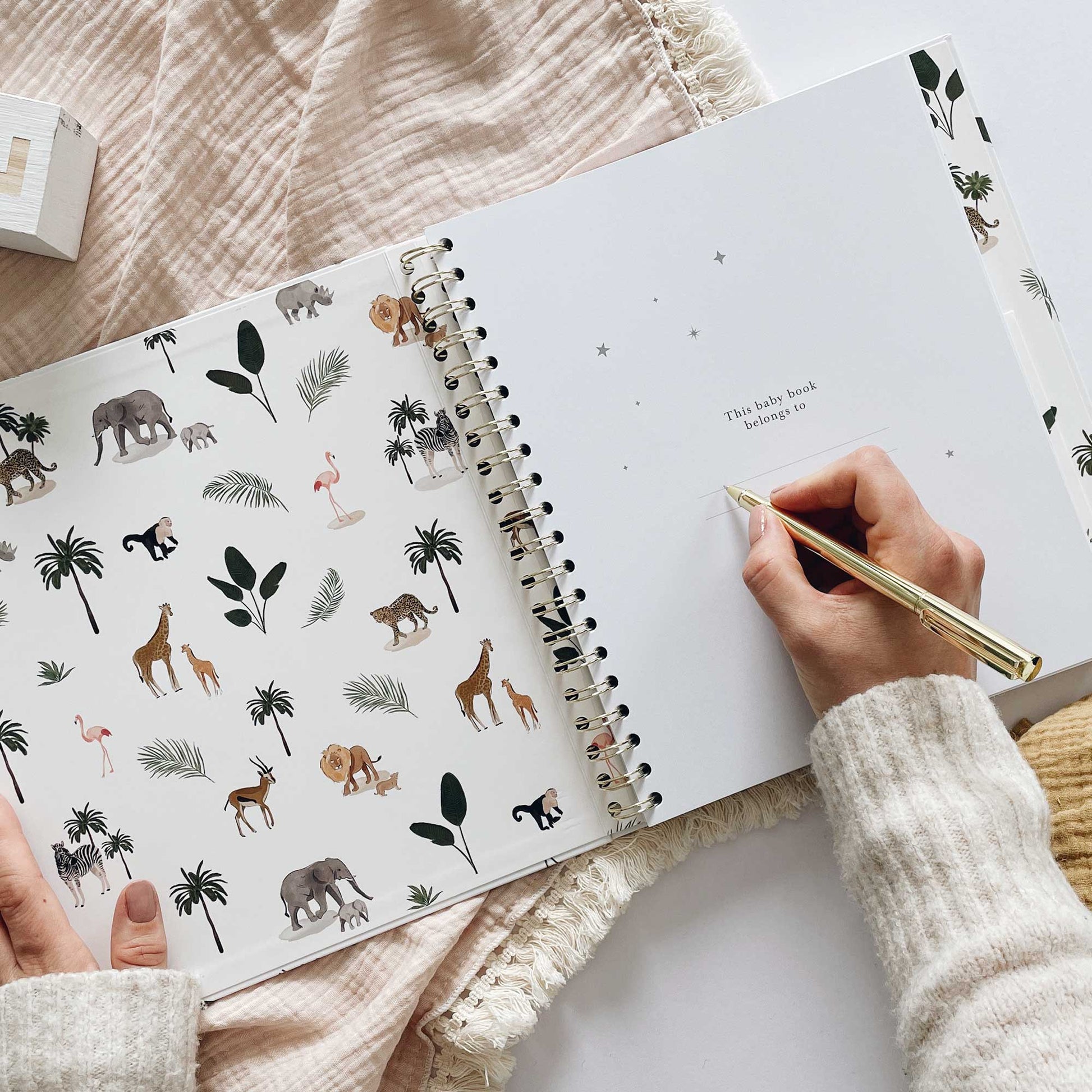 Blush and Gold My Baby Book - Baby Memory Book - Jungle